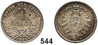 R E I C H S M Ü N Z E N,Kleinmünzen  1 Mark 1881 J.  Jaeger 9.