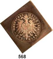 R E I C H S M Ü N Z E N,  2 Mark Rückseiten Probe 1876.  Mit anderem Adler.  Kupferklippe.  37 x 37 mm.  27,9 Gramm.  Schaaf 2 M G 3.