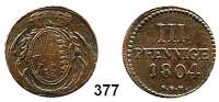 Deutsche Münzen und Medaillen,Sachsen Friedrich August III. 1763 - 1806 (1827) 3 Pfennig (Kupfer) 1804 SGH, Dresden.  Kahnt 1141.