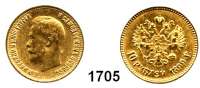 AUSLÄNDISCHE MÜNZEN,Russland Nikolaus II. 1894 - 1917 10 Rubel 1899 AG, Sankt Petersburg (7,74g fein).  Bitkin 4.  Kahnt/Schön 16.  Y 64.  Fb. 179. GOLD..