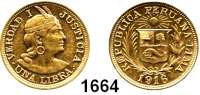 AUSLÄNDISCHE MÜNZEN,Peru Republik seit 1822 1 Libra 1916 (7,32g fein).  Schön 16.  KM 207.  Fb. 73.  GOLD.