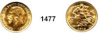 AUSLÄNDISCHE MÜNZEN,Australien Georg V. 1910 - 1936 1/2 Sovereign 1915 S, Sydney (3,66g fein).  Schön 308.4(GB).  KM 28.  Fb. 41.  GOLD.