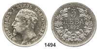 AUSLÄNDISCHE MÜNZEN,Bulgarien Ferdinand I. 1887 - 1918 5 Leva 1892 KB, Kremnitz.  Kahnt/Schön 15.  KM 15.