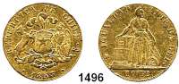 AUSLÄNDISCHE MÜNZEN,Chile Republik, seit 1818 10 Pesos 1853 (13,73g fein).  Kahnt/Schön 72.  KM 123.  Fb. 45.  GOLD