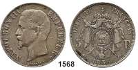AUSLÄNDISCHE MÜNZEN,Frankreich Napoleon III. 1852 - 1870 5 Francs 1856 D.  Kahnt/Schön 99.  KM 782.3.
