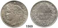 AUSLÄNDISCHE MÜNZEN,Frankreich 3. Republik 1870 - 1940 5 Francs 1870 K (