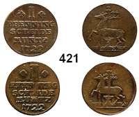 Deutsche Münzen und Medaillen,Stolberg Christoph Friedrich und Jost Christian 1704 - 1738 1 Pfennig 1722.  2.44 g.  Friederich 1666.  Schön 15.  LOT 2 Stück.