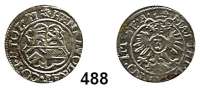 Deutsche Münzen und Medaillen,Stolberg - Ortenberg Heinrich Volrad 1618 - 1641 3 Kreuzer o.J., Ranstadt.  1,16 g.  Friederich 1134.