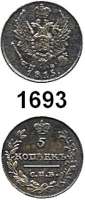AUSLÄNDISCHE MÜNZEN,Russland Alexander I. 1801 - 1825 5 Kopeken 1815, St. Petersburg.  Bitkin 263.  Kahnt/Schön 28.  Cr. 126.