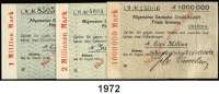 P A P I E R G E L D - N O T G E L D,Sachsen Grimma Allgemeine Deutsche Credit-Anstalt, Filiale Grimma. Kundenscheckformulare 1 Million(L. G) und 2(L. H) Millionen Mark 20.8.1923. Kundenscheck, Aussteller : Schroeder'sche Papierfabrik. 1 Million Mark 13.8.1923 (L D). Bühn 2114.F.23., F.27., AU.8. Keller zu 1908 t, zu 1908 v, 1908 w. LOT. 3 Scheine.