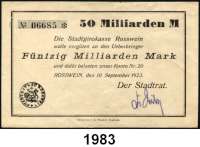 P A P I E R G E L D - N O T G E L D,Sachsen Rosswein Stadrat. 50 Milliarden Mark 10.9.1923. Bühn 6360.18. Nicht im Keller. Zu Keller 4637.