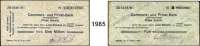 P A P I E R G E L D - N O T G E L D,Sachsen Sebnitz Commerz- und Privat-Bank Aktiengesellschaft, Filiale Sebnitz. Kundenschecks. 1 Million Mark 16.8.1923. Aussteller: Bruno Kost. 5 Milliarden Mark 17.10.1923. Aussteller: Kurt Kühnel, Baumeister. Beide Scheine nicht im Keller. Bühn 6673.AB.3., AF.3. Keller zu 4736.f.D, zu 4736.-.E. LOT. 2 Scheine.