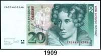 P A P I E R G E L D,BUNDESREPUBLIK DEUTSCHLAND  20 Deutsche Mark 1.10.1993.  ZA...A.  Austauschnote.  Ros. BRD-48 b.