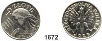 AUSLÄNDISCHE MÜNZEN,Polen Republik 1919 - 1939 2 Zlote 1925, London   Fischer OB 009.  Schön 12.4.  Y. 16.