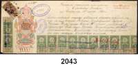 P A P I E R G E L D,AUSLÄNDISCHES  PAPIERGELD Russland 53 Tschervonez (530 Rubel) 1923.  Wechsel mit 21 Gebührenmarken 1922/1923. Die 4 Marken 1922 waren gültige Zahlungsmittel ( Pick 149).