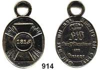 Orden, Ehrenzeichen, Militaria, Zeitgeschichte,Deutschland Preussen Medaille 1815 für Nichtkämpfer. Bronze geschwärzt. 25 x 40 mm.