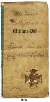 Orden, Ehrenzeichen, Militaria, Zeitgeschichte,Deutschland Sachsen Militärpaß und Entlassungsschein eines sächs. Artilleristen. Dienstzeit 1864 bis 1868. Eingetragene Auszeichnungen Kgl. sächs. Erinnerungskreuz an den Feldzug 1866 in Österreich, mit Schlachteintragungen von 1870/71. Sächs. Erinnerungskreuz beiliegend.