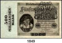 P A P I E R G E L D,Weimarer Republik  500 Milliarden Mark Überdruckprovisorium auf dem 5000 Mark-Schein vom 15.3.1923.  FZ G.  Ros. DEU-146 b.