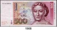 P A P I E R G E L D,BUNDESREPUBLIK DEUTSCHLAND  500 Deutsche Mark 1.8.1991.  YA...A.  Austauschnote.  Ros. BRD-45 b.