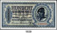 P A P I E R G E L D,Besatzungsausgaben des II. Weltkrieges Zentralnotenbank Ukraine 1942 100 Karbowanez 10.3.1942.  Ros. ZWK-53 a.