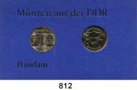 Deutsche Demokratische Republik,Thematische Sätze  Potsdam  5 Mark  Sanssouci und Neues Palais.  Im Münzrahmen (blau) mit Aufschrift 