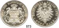 R E I C H S M Ü N Z E N,Hamburg  5 Mark 1875.  Jaeger 62.