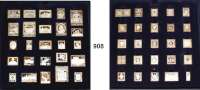 M E D A I L L E N,L O T S     L O T S     L O T S  Die berühmtesten deutschen Briefmarken in Sterlingsilber  Etui mit 50 Miniaturen.  25/10 bis 37/44 mm.  Zusammen 585 g.  Beigegeben Begleitmappe mit Beschreibung der Briefmarken.