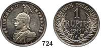 Besetzte Gebiete  -  Kolonien  -  Danzig,Deutsch - Ostafrika  1 Rupie 1911 J.  Jaeger 722.