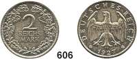 R E I C H S M Ü N Z E N,Weimarer Republik  2 Reichsmark 1927 F.  Jaeger 320.