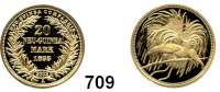 Besetzte Gebiete  -  Kolonien  -  Danzig,Deutsch - Neuguinea  Neuprägung (Punze 2003) des 20 Markstückes von 1895 A.  GOLD.  Vgl. Jaeger 709.  20 mm.  3,55 Gramm.