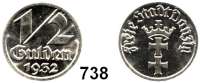 Besetzte Gebiete  -  Kolonien  -  Danzig,Danzig  1/2 Gulden 1932.  Jaeger D 14.