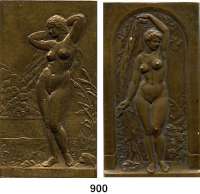 M E D A I L L E N,L O T S L O T S L O T S LOT. von 2 einseitigen Jugendstilplaketten o.J. (A. Krüger). Messing/Bronze 1x
