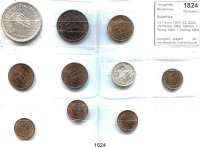 AUSLÄNDISCHE MÜNZEN,Südafrika LOTS      LOTS      LOTS 1/4 Penny 1943, 53, 60(2); 1/2 Penny 1959, 1960(2); 1 Penny 1960; 1 Shilling 1954 und 5 Shillings 1952.  LOT. 10 Stück.