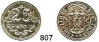 R E I C H S M Ü N Z E N,Kleinmünzen  25 Pfennig-Probe 1908 D.  Bronze, versilbert.  22,5 mm.  1,56 mm stark.  5 g.  Schaaf 18 G 33.