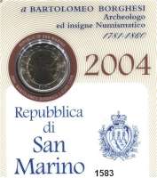 AUSLÄNDISCHE MÜNZEN,E U R O  -  P R Ä G U N G E N San Marino 2 Euro 2004.  Bartolomeo Borghesi.  Schön 453.  KM 467.