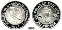AUSLÄNDISCHE MÜNZEN,Dänemark Margrethe II., seit 1972 100 Kronen 2007.  Internationales Polarjahr - Eisbär.  Schön 134.  KM 917.