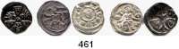 Deutsche Münzen und Medaillen,Brandenburg - Preußen Otto IV. und Otto V. sowie die anderen Markgrafen beider Linien 1267 - 1308 LOT. von 5 Denaren.  Dannenberg 126, 127, 132, 140 und 142.  Bahrfeldt 562, 572, 194, 226 und 217.