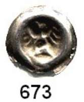 Deutsche Münzen und Medaillen,Löwenstein Grafschaft Wertheim Johann I. 1373 - 1407.  Hohlpfennig um 1380.  0,28 g.  Helm mit Adlerzier.