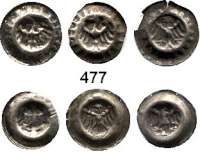 Deutsche Münzen und Medaillen,Brandenburg - Preußen LOTS     LOTS     LOTS LOT. von 6 Adlerhohlpfennigen.  Tewes T 2a(2), T 5 a, T 11 a und T 13 a(2).