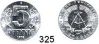Deutsche Demokratische Republik,Kleinmünzen Proben -- Verprägungen -- Kuriositäten 5 Pfennig 1975 A.  Materialprobe.  Eisen (88 %) und Mangan (7 %).  2,66 g.
