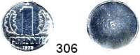 Deutsche Demokratische Republik,Kleinmünzen Proben -- Verprägungen -- Kuriositäten 1 Pfennig 1975 A.  Einseitige Prägung der Wertseite.  Aluminium.  Rand glatt.  0,71 g.