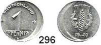 Deutsche Demokratische Republik,Kleinmünzen Proben -- Verprägungen -- Kuriositäten 1 Pfennig 1949 A.  Dezentriert 15 %.
