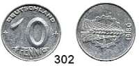 Deutsche Demokratische Republik,Kleinmünzen Proben -- Verprägungen -- Kuriositäten 10 Pfennig 1950 E.  Lichtenrader Prägung und Stempeldrehung 270 Grad.