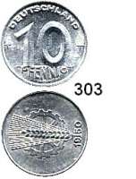 Deutsche Demokratische Republik,Kleinmünzen Proben -- Verprägungen -- Kuriositäten 10 Pfennig 1950 E.  Zweifache (!) Lichtenrader Prägung (Normalstand und Stempeldrehung) und Stempeldrehung 270 Grad.