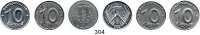 Deutsche Demokratische Republik,Kleinmünzen Proben -- Verprägungen -- Kuriositäten 10 Pfennig 1948/53.  LOT. von 13 Fehlprägungen/Kuriositäten.  Darunter 
