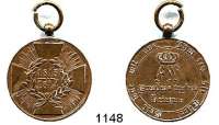 Orden, Ehrenzeichen, Militaria, Zeitgeschichte,Deutschland Preussen Kriegsteilnehmermedaille 1813/14.  Bronze, kantige Kreuzarme.