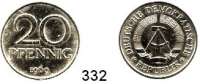 Deutsche Demokratische Republik,Kleinmünzen Proben -- Verprägungen -- Kuriositäten 20 Pfennig 1969.  Materialprobe.  Kupfer (47 %), Nickel (37 %) und Zink (16 %).  5,48 g.
