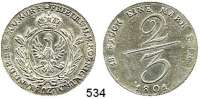 Deutsche Münzen und Medaillen,Preußen, Königreich Friedrich Wilhelm III. 1797 - 1840 2/3 Taler 1801.  Kahnt 359.  Olding 177.  Jg. 184.