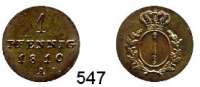 Deutsche Münzen und Medaillen,Preußen, Königreich Friedrich Wilhelm III. 1797 - 1840 Pfennig 1810 A.  Olding 133.  AKS 40.  Jg. 4.