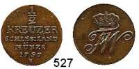 Deutsche Münzen und Medaillen,Preußen, Königreich Friedrich Wilhelm II. 1786 - 1797 Kupfer-1/2  Kreuzer 1797 B.  Olding 20.  Jg. 9.